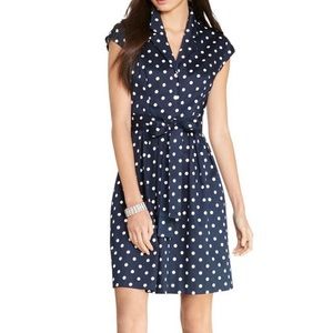 NWT Ralph Lauren Navy & White Polka Dot Dress Sz14